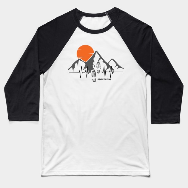 Foot Print Track On The Mountains Nature Adventure Awaits Baseball T-Shirt by Owl Canvas